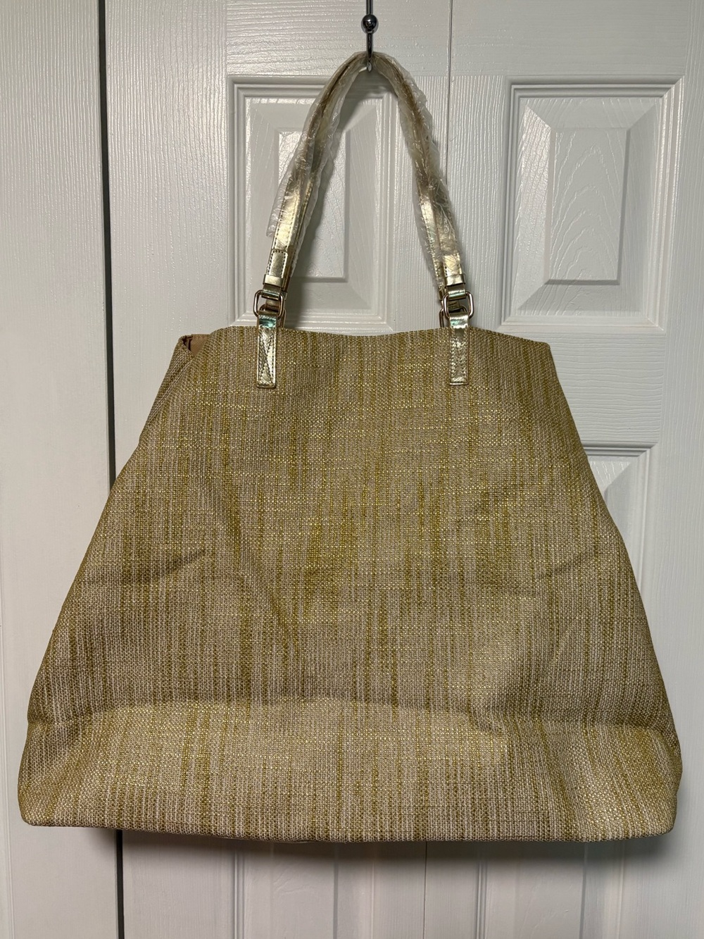 NWOT Versace Parfums Gold Woven Tote Bag - Picture 2 of 8